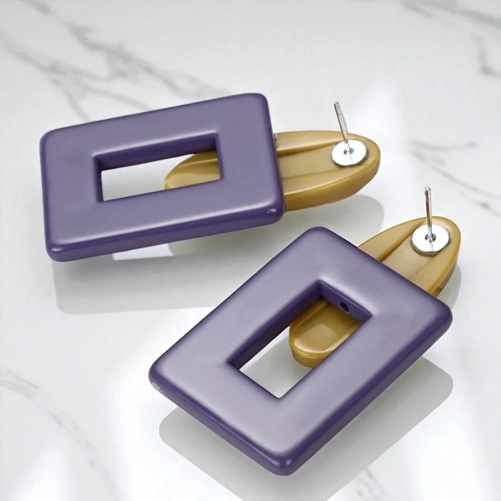 Geaux Bold: Oversized Purple & Gold Drop Earrings 💛💜 NWT Geometric Jewelry